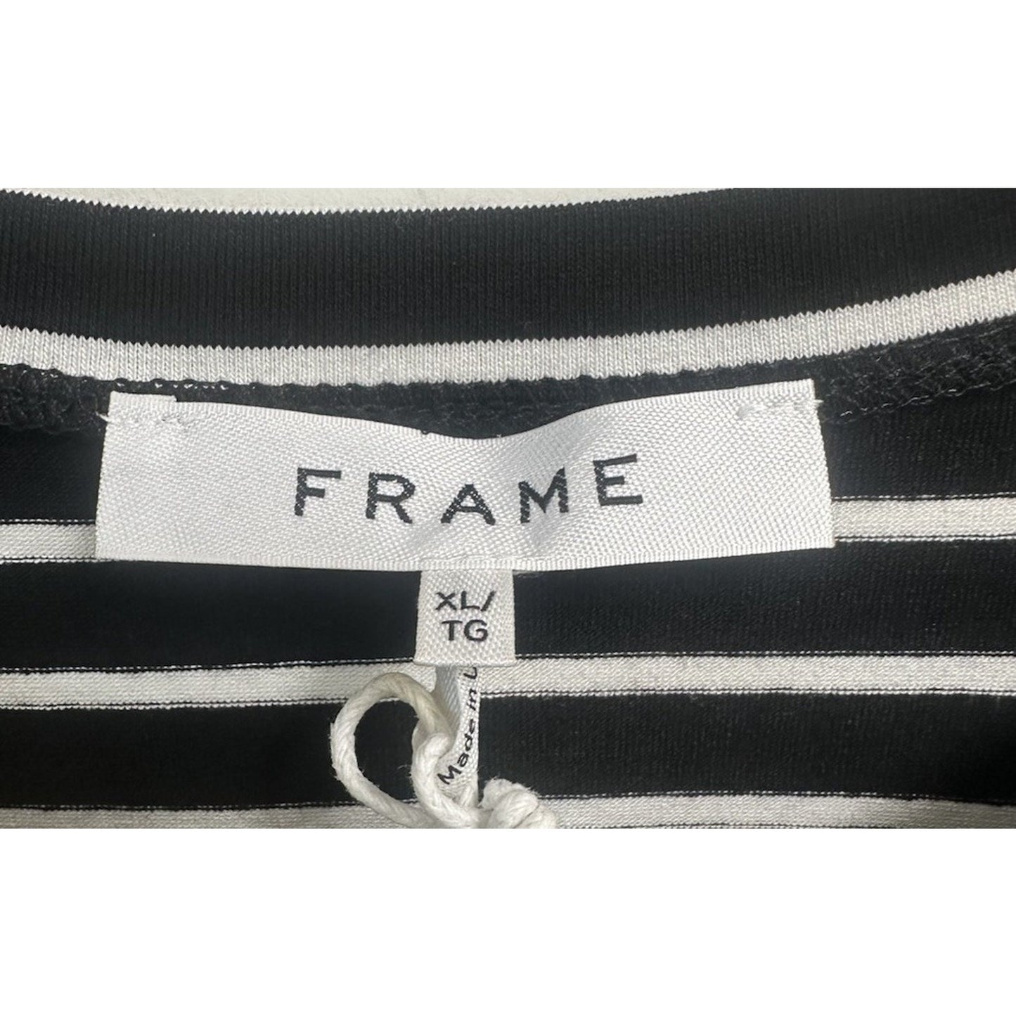 FRAME | Women's Black & White Striped Puff Sleeve Knit Top – XL – New With Tags